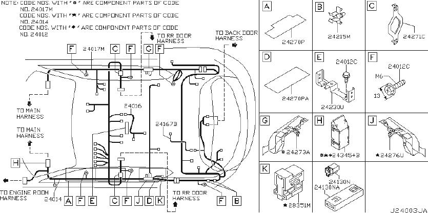 Infiniti Fx35 Harness Egi Sub  Room  Wiring  Engine