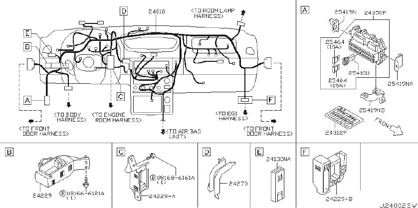 INFINITI G35 Fuse Box Cover. HARNESS, EGI, ENGINE - 24312-CM40A